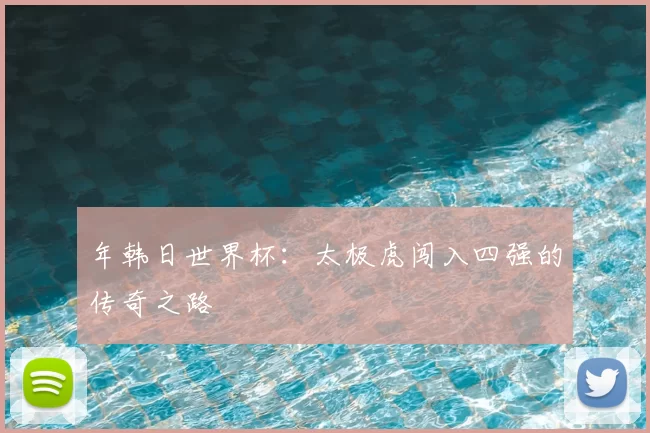 年韩日世界杯:太极虎闯入四强的传奇之路